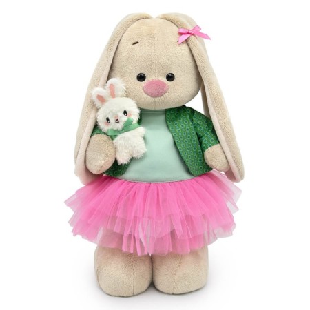 Soft toy "Bunny Mi", in a mint-pink kit and with a bunny, 25 cm