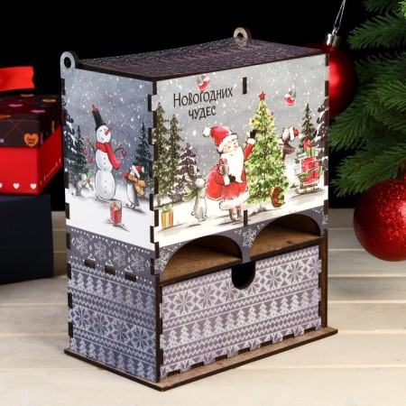 New Year's tea house "Santa Claus and Snowman" 20x15x8.5 cm
