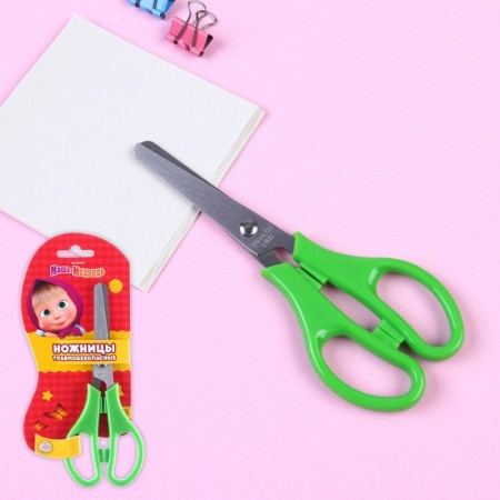 Baby scissors 12 cm, safe, plastic handles, mix, Masha and bear-4