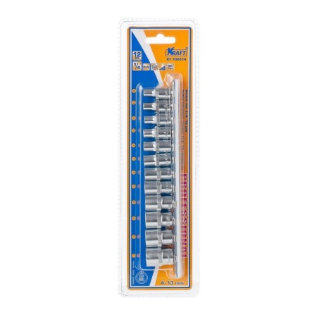 Set of end heads Kraft KT700314, 1/4 ", 6-Gr., 4-13 mm, 12 items