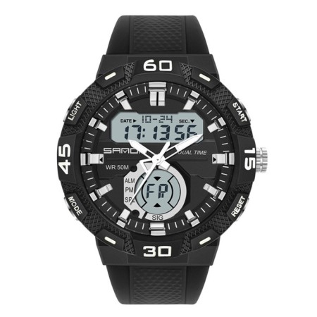 Electronic watch watches, D-4.9 cm, alarm clock, Caledar, silicone strap, black