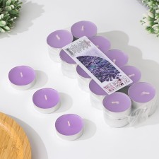 A set of aromatic tea candles in Lavender thermal shrink, 3.8x1.6 cm, 3.5 hours, 12 g, 20 pieces
