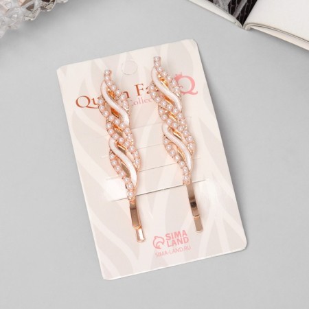 Invisibility for Hair "Calley" (set 2 pcs) tenderness, 6 cm, pink gold-2