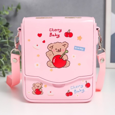 MODE MODE MUSE CHANTLE with a mirror "Big with a bear" Pink 5.3x12.5x14.5 cm-1