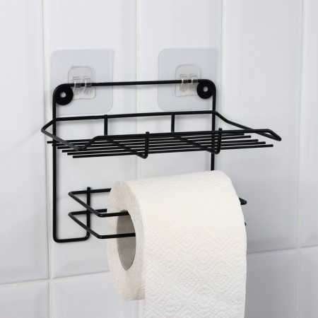 A holder for toilet paper with a shelf, 19 × 10 × 14.5 cm, black color-1