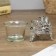 Glass candlestick, 1 candle "Flower" silver 6.5x6x6 cm