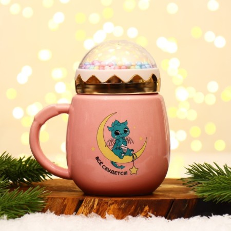 Ceramic mug “Everything will come true”, 450 ml, pink color-1