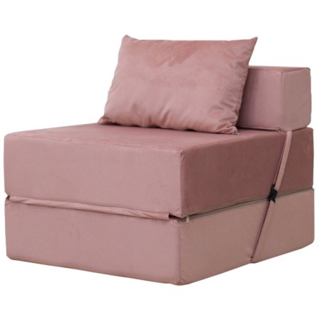 Crowned armchair-bed "Essen", velor fabric, dusty rose color