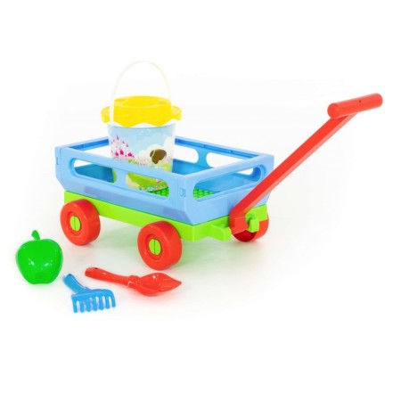 Set for playing in sand No. 420: cart, bucket, strainer, spatula, robbery, mold-1