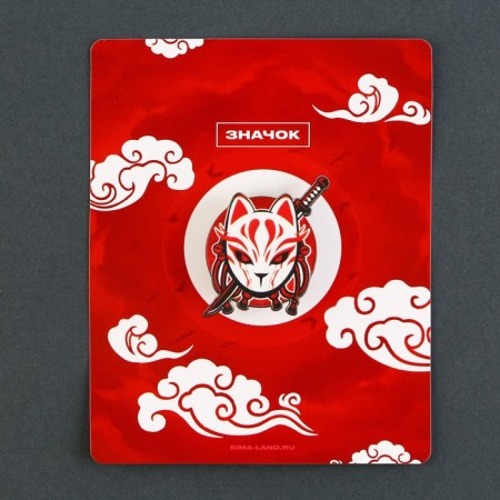 Wooden icon "Kitsune", anime, 2.9 x 3.3 cm-5
