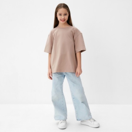 T -shirt Children's Minaku: Basic Line Kids beige color, height 140 cm-4