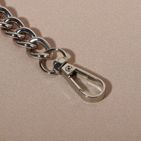 Handle for a bag, bamboo, with chains and carbines, 60 cm, silver color-2