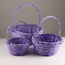 A set of baskets of 3 pcs, d38x17xh42 cm, lilac, willow