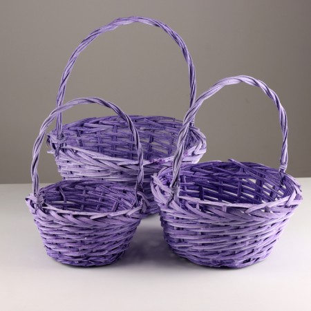 A set of baskets of 3 pcs, d38x17xh42 cm, lilac, willow