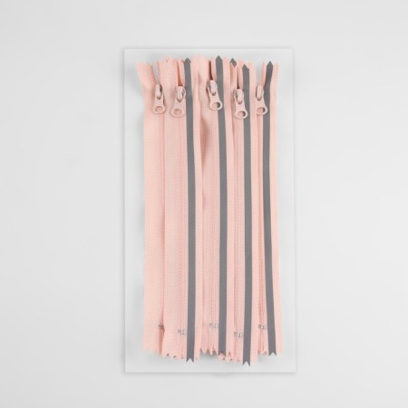 Lightning "Spiral", No. 3, insoluble, with a reflective strip, castle machine, 18 cm, pink color-2