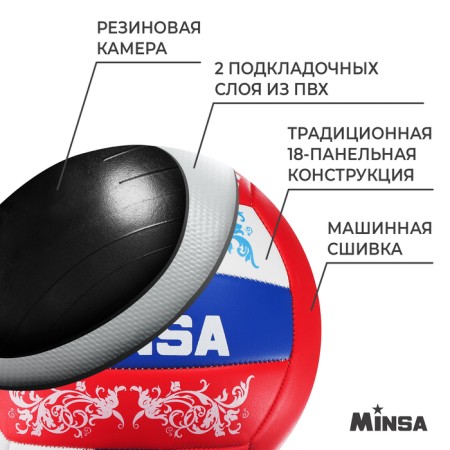 Volleyball Minsa, PVC, machine stitching, 18 panels, p. 5-2
