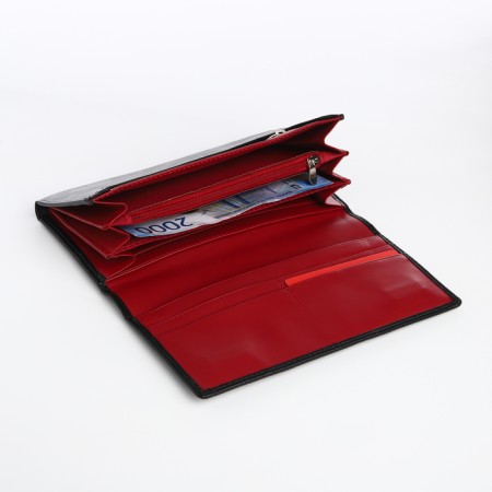 Women's wallet on a magnet, black color-3
