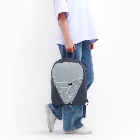 School textile school with lacing, 38x29x11 cm, gray-9