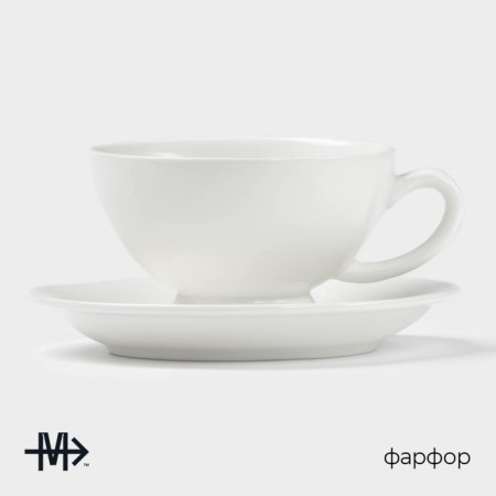 Tea steam porcelain Magistro "Blanche", 2 items: a cup 250 ml, a saucer d = 15.5 cm, white color-1