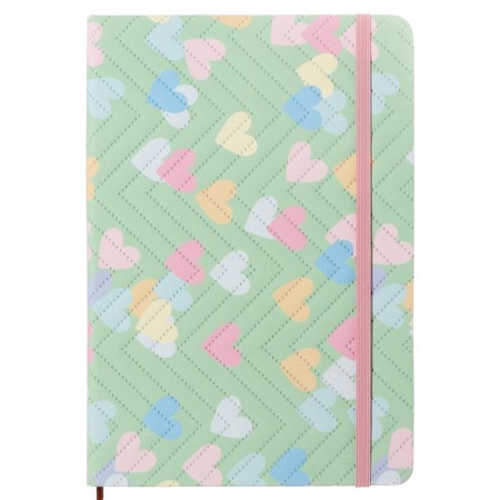 Notepad 80 sheets in a cage (14.5 x 21 cm) Mazari "Pastel Heart", on an elastic band, 70g/m2, 4 MIX colors-5