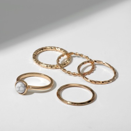 Ring set 5 pieces "perfect fingers" crown, white color in gold-1
