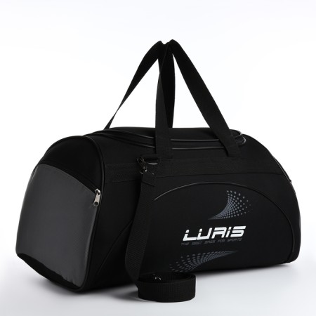 Sports bag, with zipper, 2 outer pockets, long belt, black/gray color