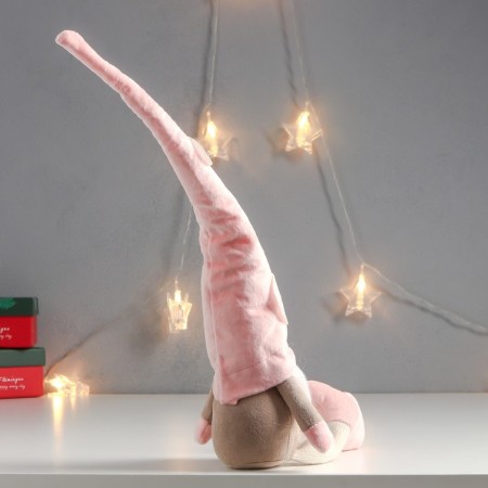 Interior doll "Santa Claus in a pink cap with circles" Long legs 56x13x9 cm-2