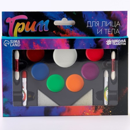 Makeup for the face and body, 7 colors + 4 pencils + 2 applicators + 2 lips-2