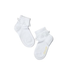 Cutty children's socks with lace tape CONTE KIDS TIP-Top, size 8, white color