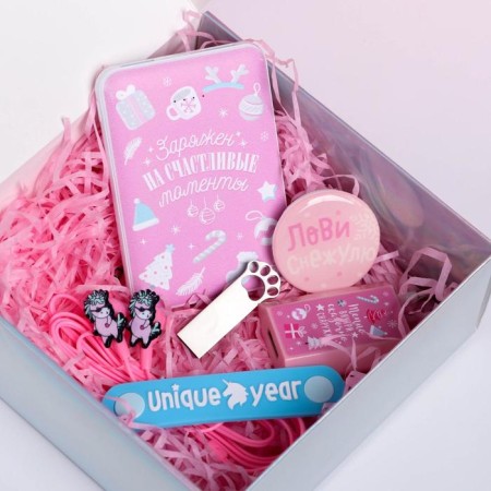 Charger, popcet, headphones, flash drive and plug "Magic Winter Box", set-3