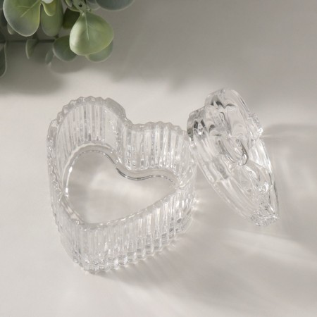 Casket Glass "Gift Heart" Transparent 7.4x7.4x7.1 cm-4