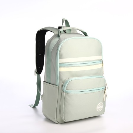 Young backpack from textiles on lightning, 5 pockets, green color-2