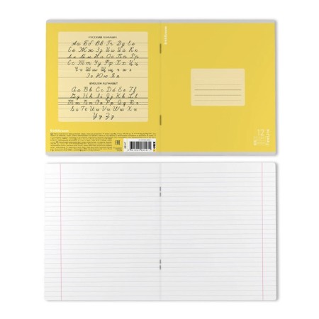 Notebook of 12 sheets in the Erichkrause "fineline" line, matte lamination, cover of coated cardboard, offset unit, mix-11