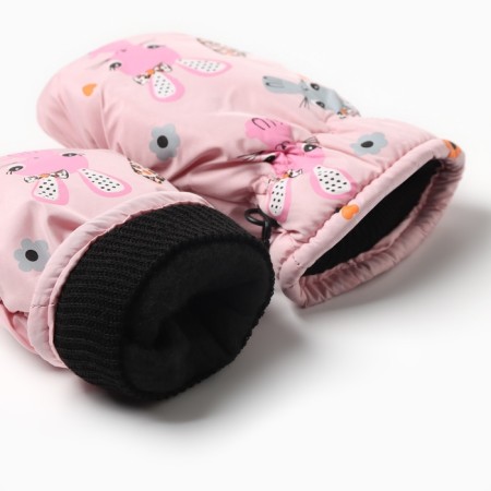 Winter children's mittens minku, light pink color, 18cm-4