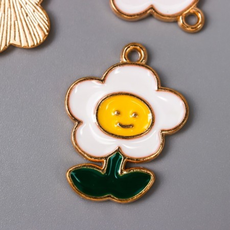 Decor for creativity Metal "Sunflower White" enamel 2.4x1.8 cm