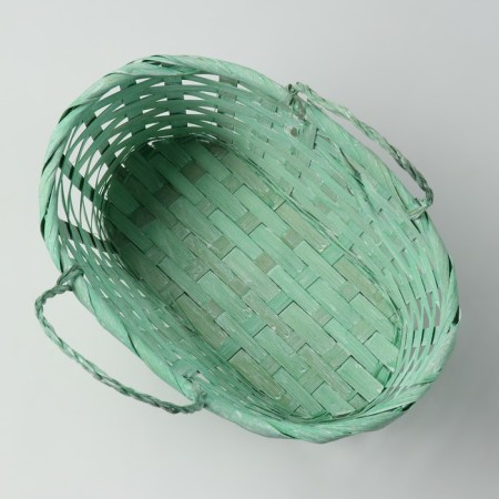 Wicker basket, d25 x 17 x 11/18 cm, green, bamboo-3
