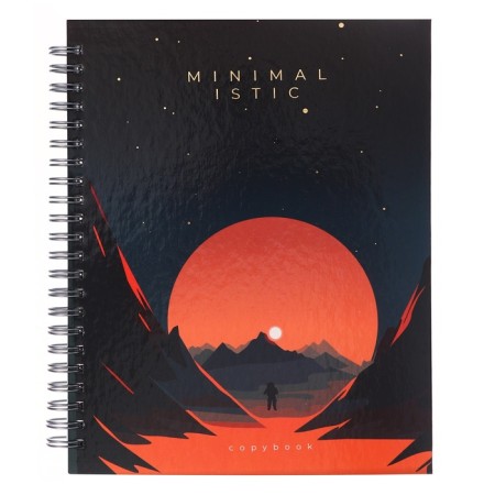 A notebook of 96 sheets in a cage on the crest of Minimalistic, a hard cover, glossy lamination, foil embossing, mix-3