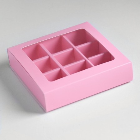 Box for 9 sweets with a shell, pink, 14.5 x 14.5 x 3.5 cm-2