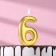 Candle in the Cake "European", number "6", 6 cm, gold