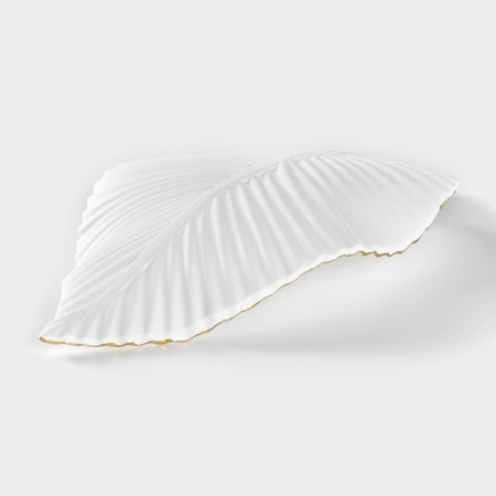 Fruit dish "leaf", 35.5 × 20 × 5 cm, gold color with white-2
