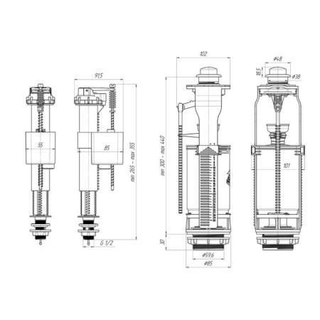 Reinforcement for the flush tanks "Ani Plast" WC8510C, with a lower eyeliner 1/2 ", chrome-1