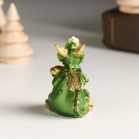 Souvenir Polystone "Green Dragon with Coins" with sparkles mix 3.7x2.8x5 cm-3