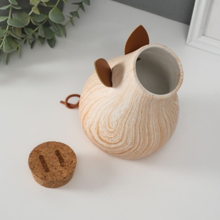 Pig a piggy bank Ceramics "Pig face with a large heel" under a tree 13.3x11.7x16.3 cm-6