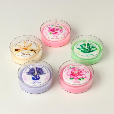 Aromatic candle in the sleeve "Flower aromas", 5.6x2.2 cm, 1 h, 35 g, mix-2