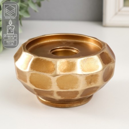 Polystone candlestick for 1 candle "PIAL" gold 11x11x6 cm