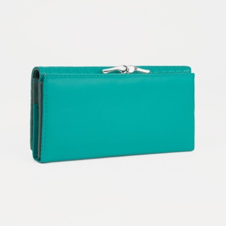 Women's wallet on magnets, green color-1