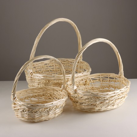 A set of baskets of 3 pcs, 45x36x16xh43cm, white, willow