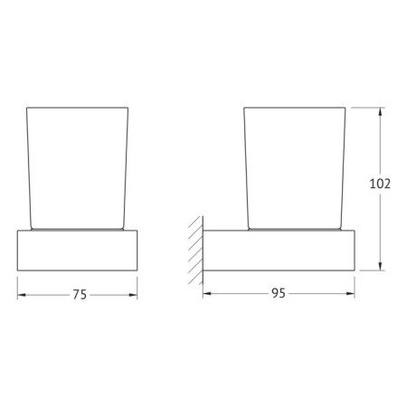 Holder with a glass, matte glass, chrome-1