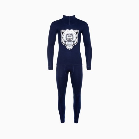 Male thermal underwear (fufaika, pants) print Bear, dark blue color, size 54-6