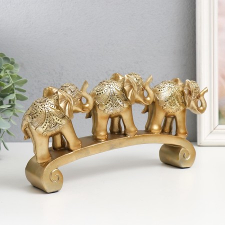 Polystone souvenir "Three gold elephants on the arc - Circus Popon" 15.5x5x28 cm-4